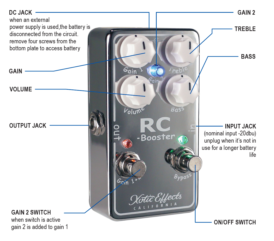 Bass RC Booster V2 | Effects & Pedals Xotic California | The