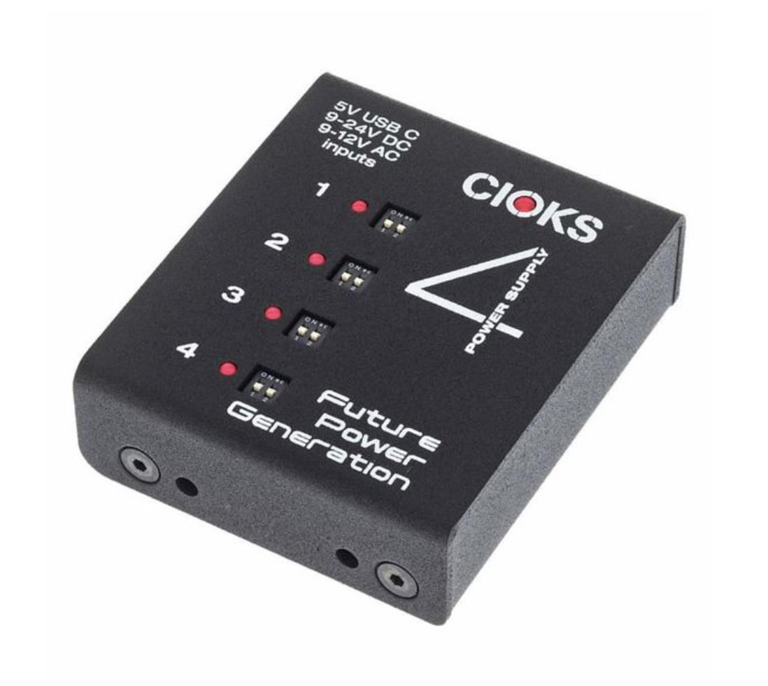 CIOKS Quatre Expander - Alimentation Pédalier Effet 4 Sorties 9-18V (max 660mA Par Sortie) - Compact, Léger, Entrée USB-C