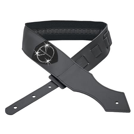 Ac­ces­soires pour Gui­tares & Basses BG Franck Bichon - Sangle Logo Peace & Love Glam - Noir - GLGPL10 - Sangles