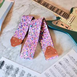 Ac­ces­soires pour Gui­tares & Basses Tom's Vintage Straps - Custom 3\" Wide Blush 'Sequins' Guitar/Bass Hippie Strap - Sangles