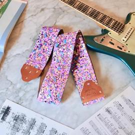Ac­ces­soires pour Gui­tares & Basses Tom's Vintage Straps - Custom 3\" Wide Blush 'Sequins' Guitar/Bass Hippie Strap - Sangles