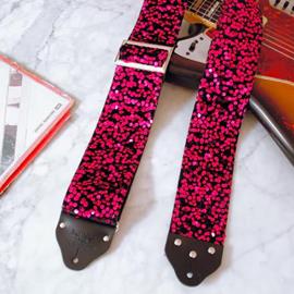 Ac­ces­soires pour Gui­tares & Basses Tom's Vintage Straps - Custom 3\" Wide Pink 'Sequins' Guitar/Bass Hippie Strap - Sangles