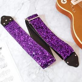 Ac­ces­soires pour Gui­tares & Basses Tom's Vintage Straps - Custom 3\" Wide Purple 'Sequins' Guitar/Bass Hippie Strap - Sangles