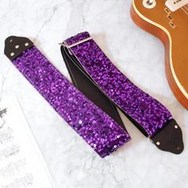 Ac­ces­soires pour Gui­tares & Basses Tom's Vintage Straps - Custom 3\" Wide Purple 'Sequins' Guitar/Bass Hippie Strap - Sangles