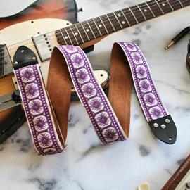Ac­ces­soires pour Gui­tares & Basses Tom's Vintage Straps - Purple 'Pillars' Guitar/Bass Hippie Strap - Sangles