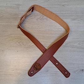 Accessories 10/9 ème Musicwear - Sangle guitare ou basse en cuir marron piqûres marron - Straps