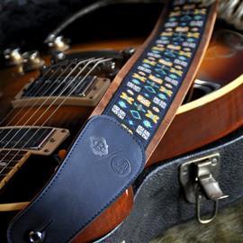 Sangle de guitare Blue Western en cuir motifs Norway