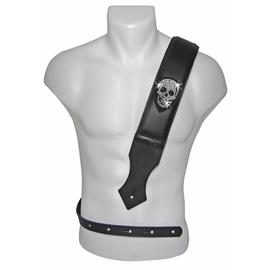 Ac­ces­soires pour Gui­tares & Basses BG Franck Bichon - Sangle Tête de mort Glam - Noir - GLGSK10 - Sangles