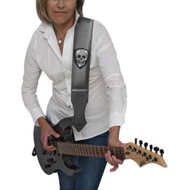 Ac­ces­soires pour Gui­tares & Basses BG Franck Bichon - Sangle Tête de mort Glam - Noir - GLGSK10 - Sangles